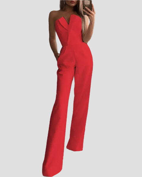 Image of Nell | Women's Strapless Wide Leg Jumpsuit