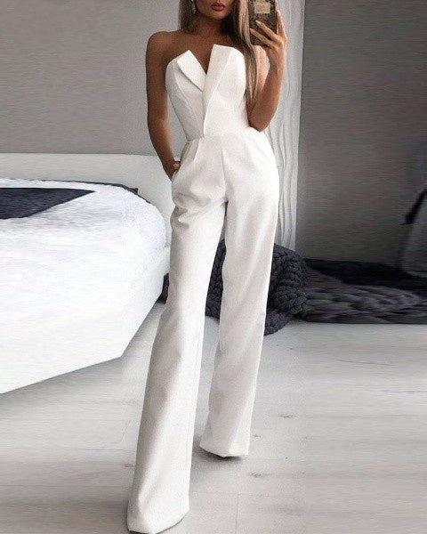 Image of Nell | Women's Strapless Wide Leg Jumpsuit
