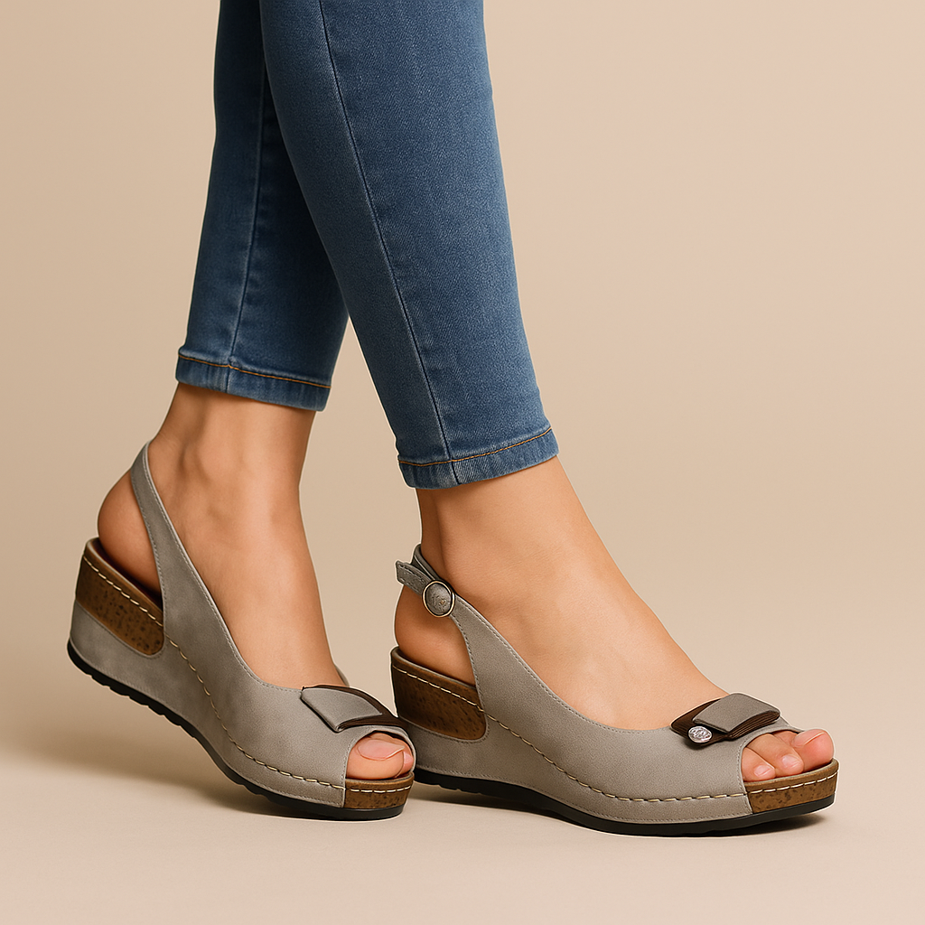 Image of Nia | Women's Peep Toe Wedge Slingback Sandals