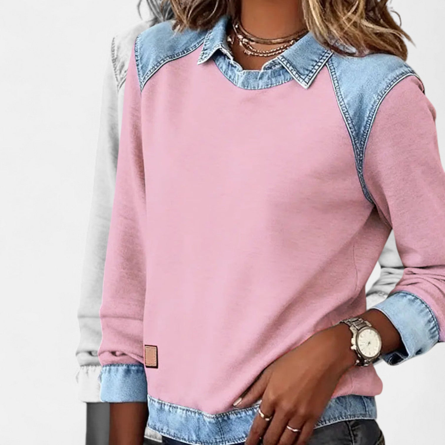 Image of Nicole | Women's Long Sleeve Color Block Sweater