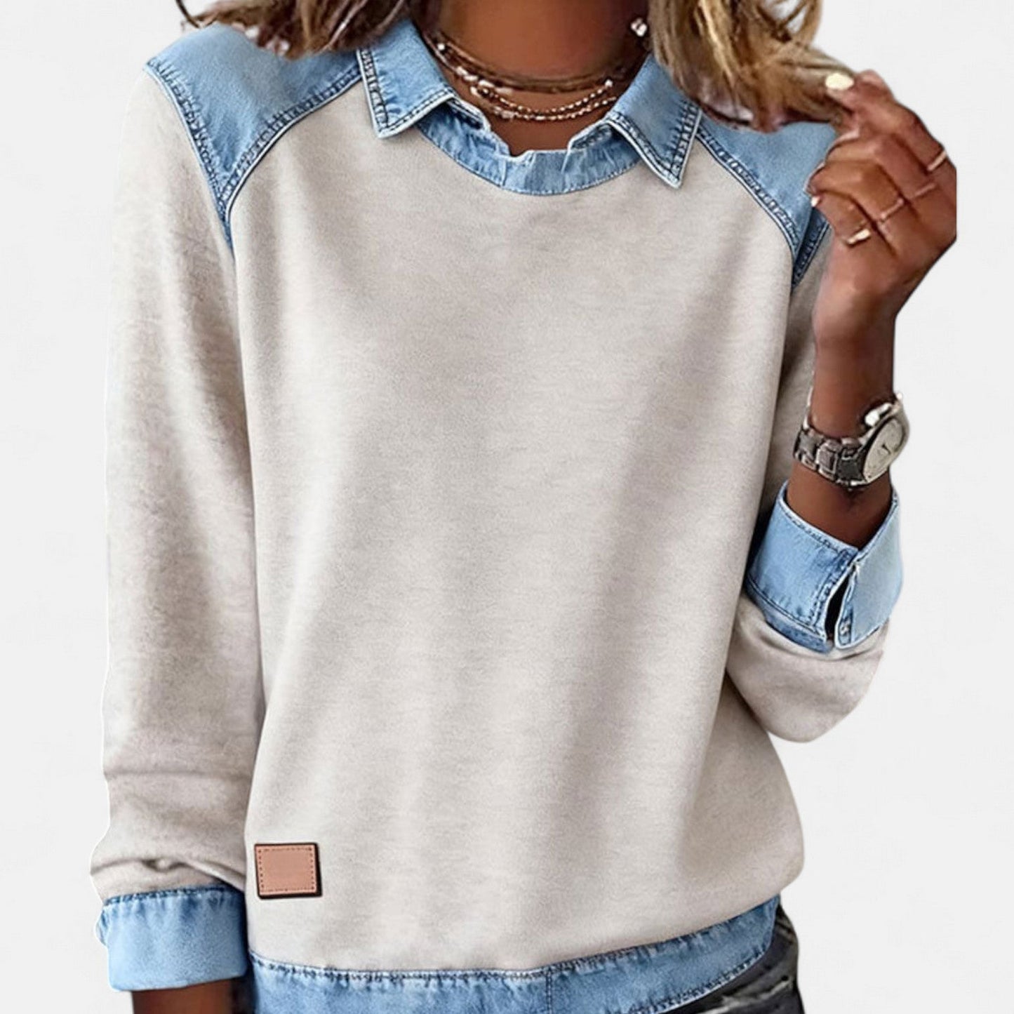 Image of Nicole | Women's Long Sleeve Color Block Sweater