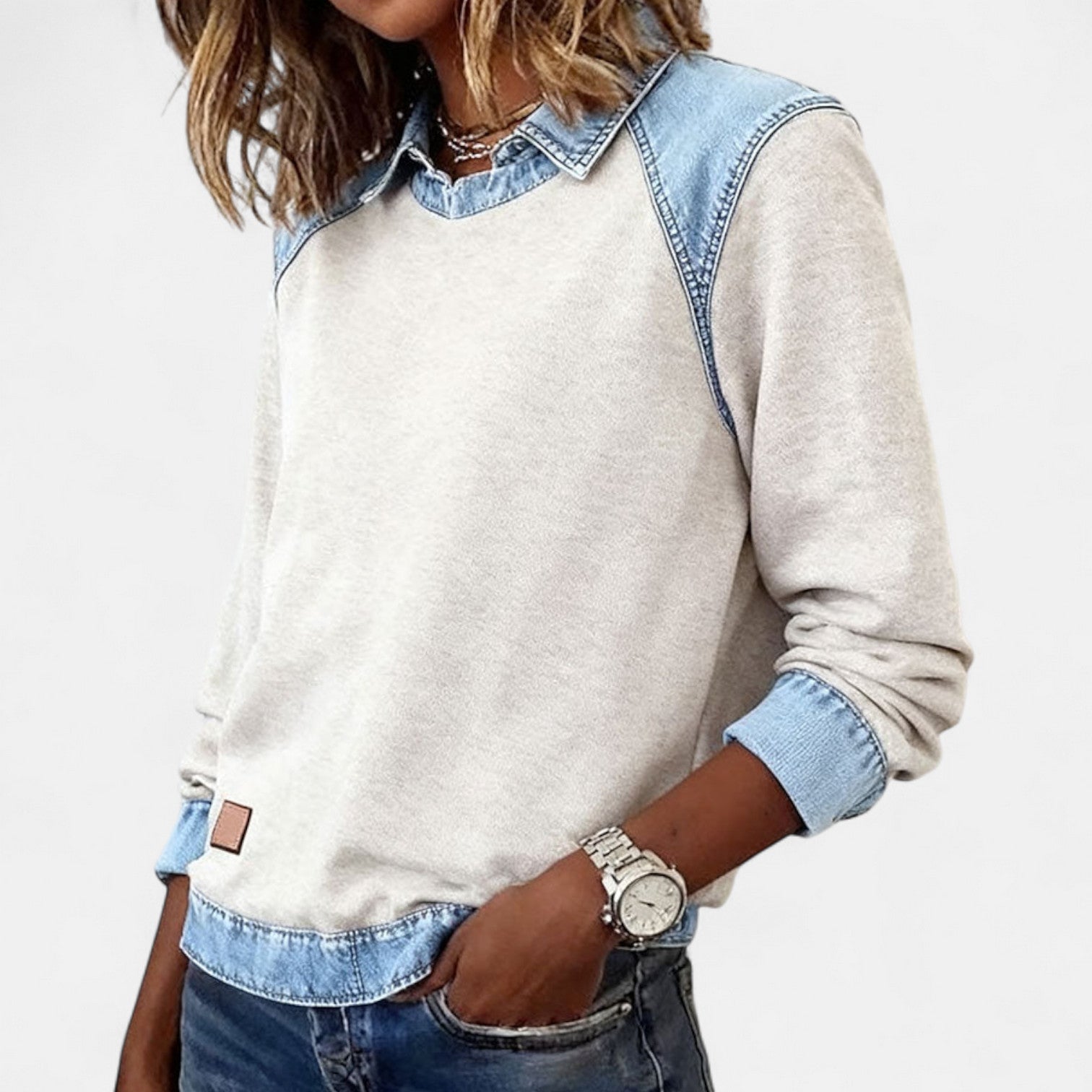 Image of Nicole | Women's Long Sleeve Color Block Sweater