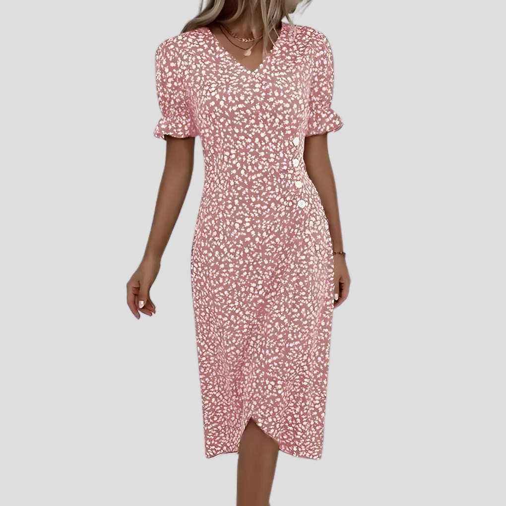 Image of Nicolette | Women's V-Neck Wrap Midi Dress