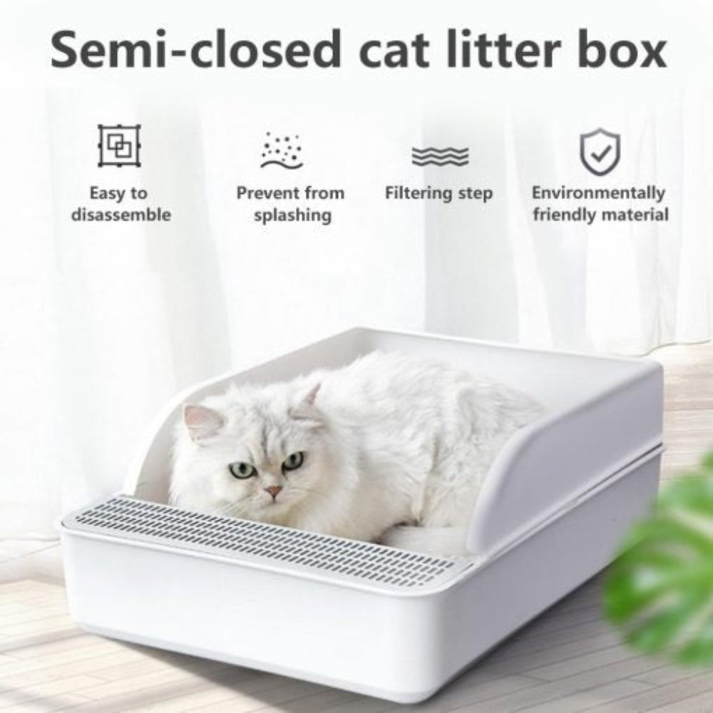 No-Mess Cat Litter Tray with High Walls & Scoop