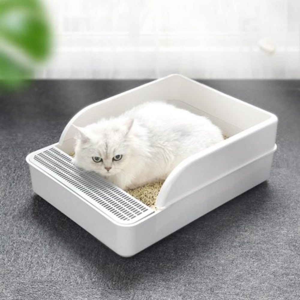 No-Mess Cat Litter Tray with High Walls & Scoop
