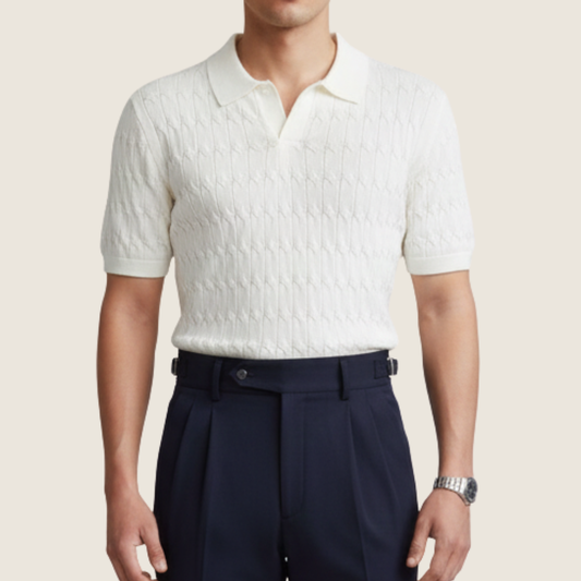 Image of Noel | Men's Textured Short Sleeve Polo Shirt