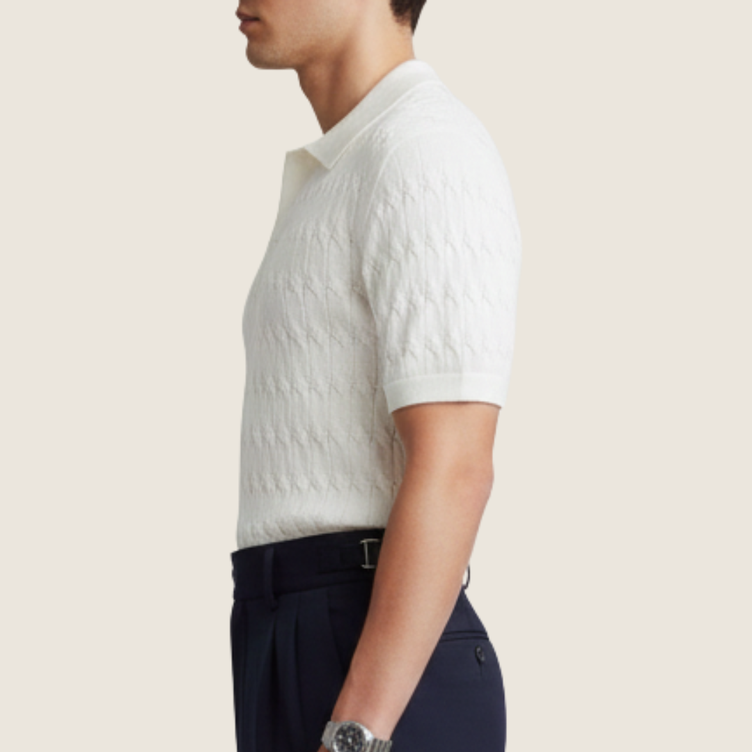 Image of Noel | Men's Textured Short Sleeve Polo Shirt