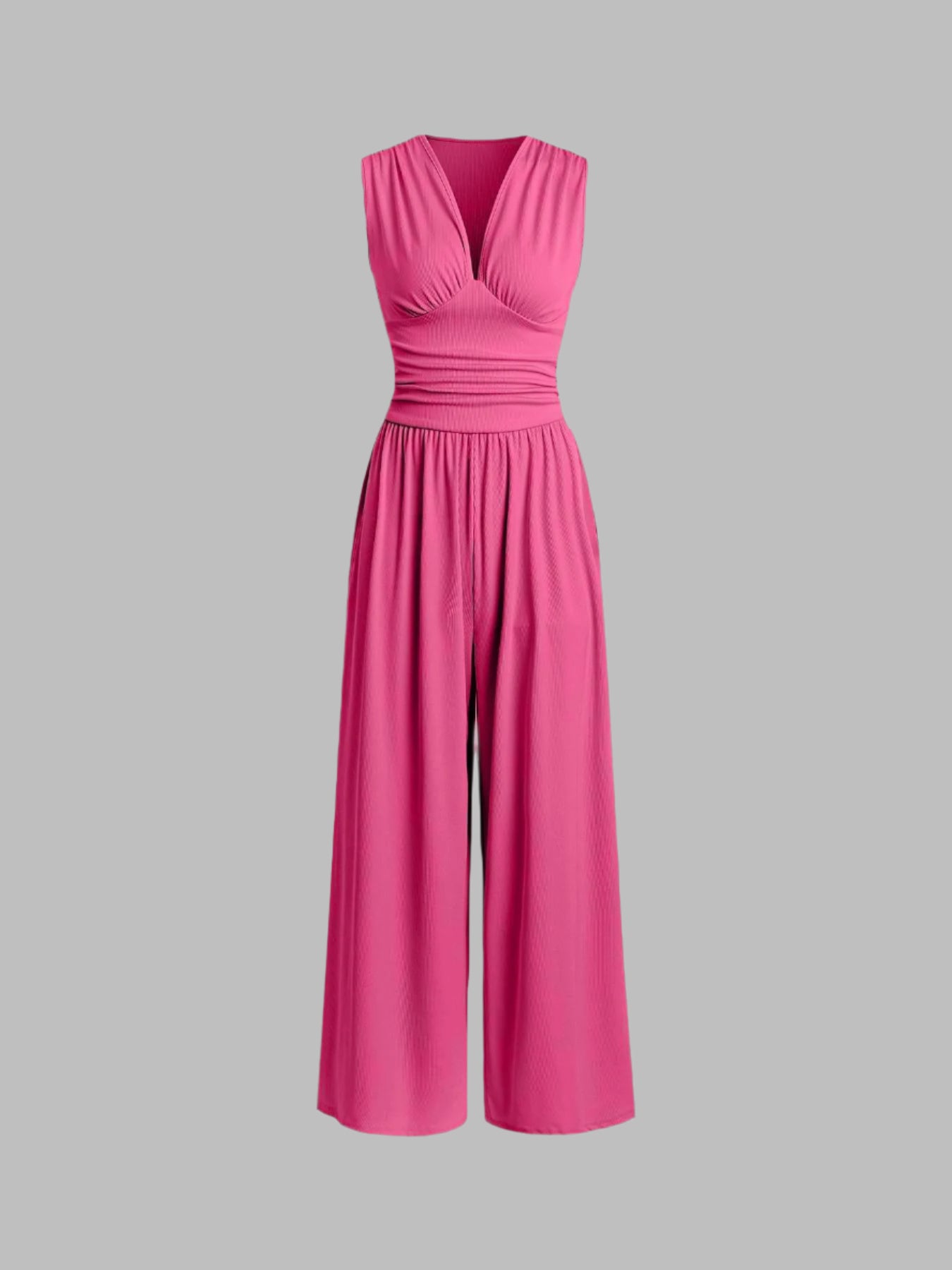 Image of Noelle | Women's V-Neck Sleeveless Wide Leg Jumpsuit