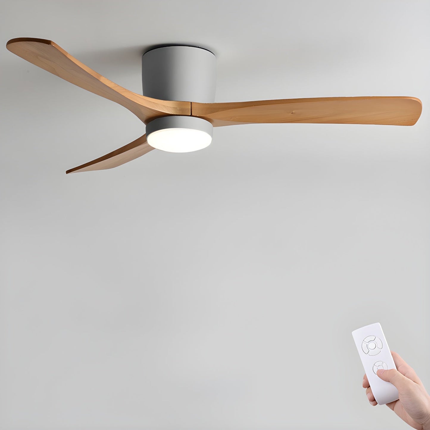 Nordic Wooden Ceiling Fan Light with Remote LED