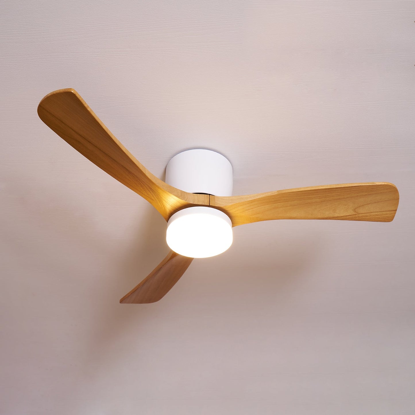 Nordic Wooden Ceiling Fan Light with Remote LED