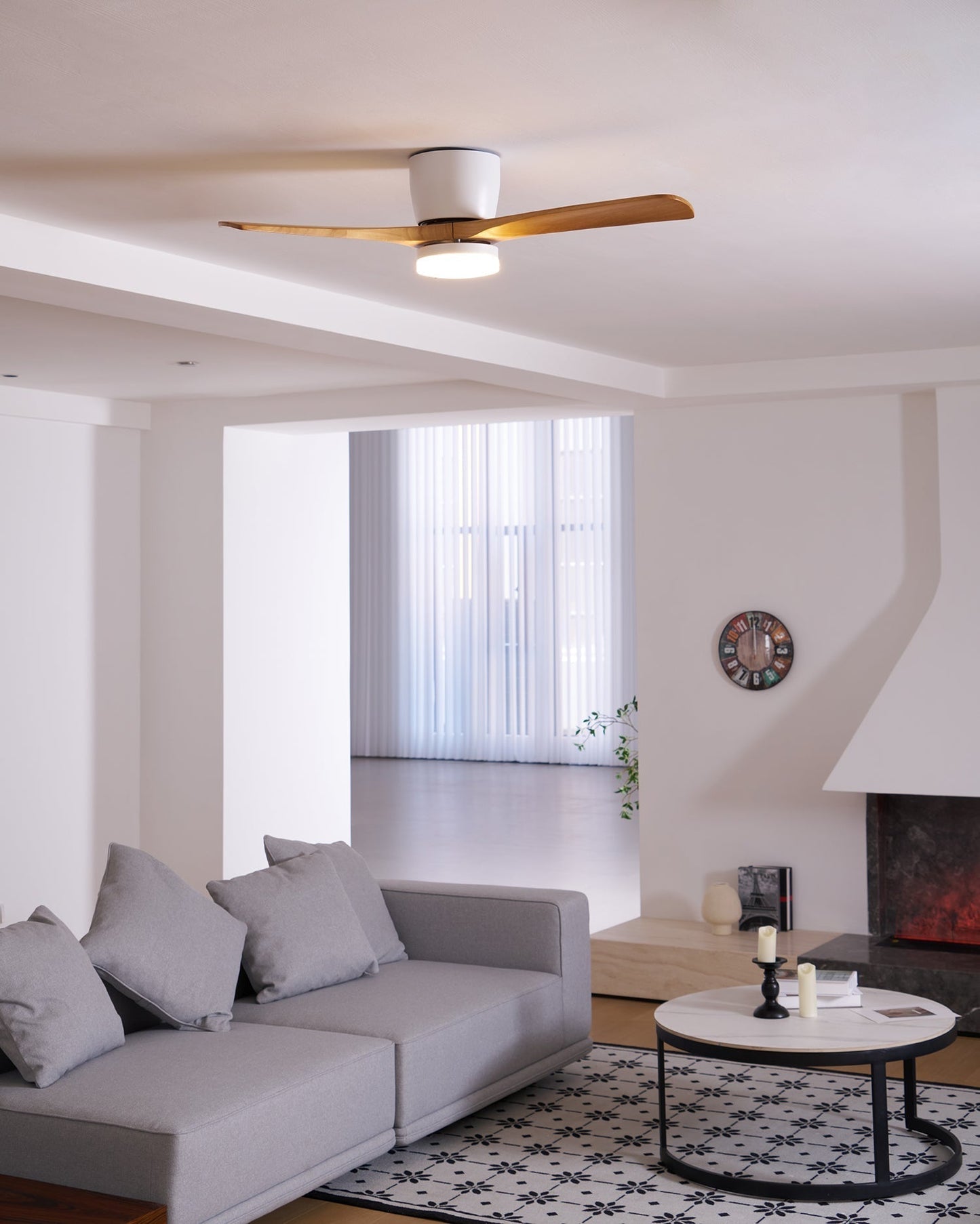 Nordic Wooden Ceiling Fan Light with Remote LED