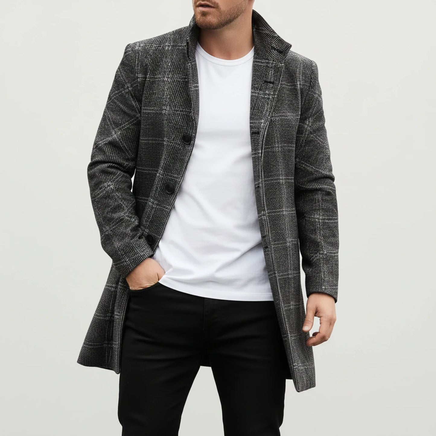 Notch Lapel Overcoat for Men
