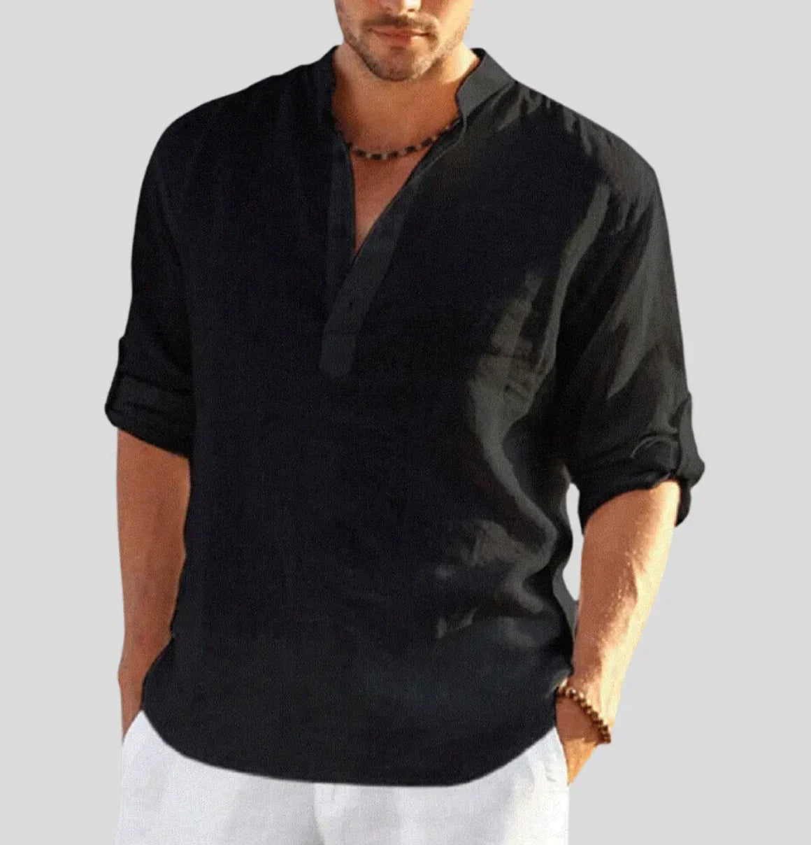 Image of Odin | Men's Band Collar Casual Shirt