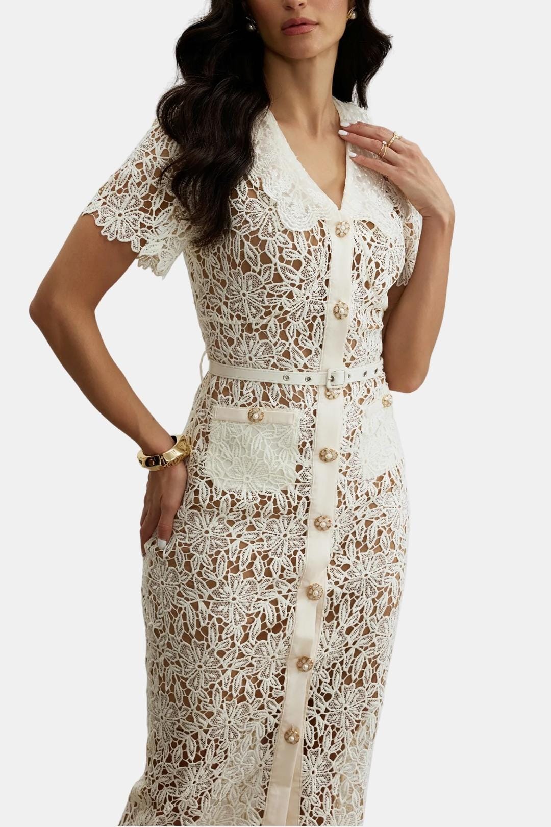 Image of Olive | Women's Lace Midi Dress