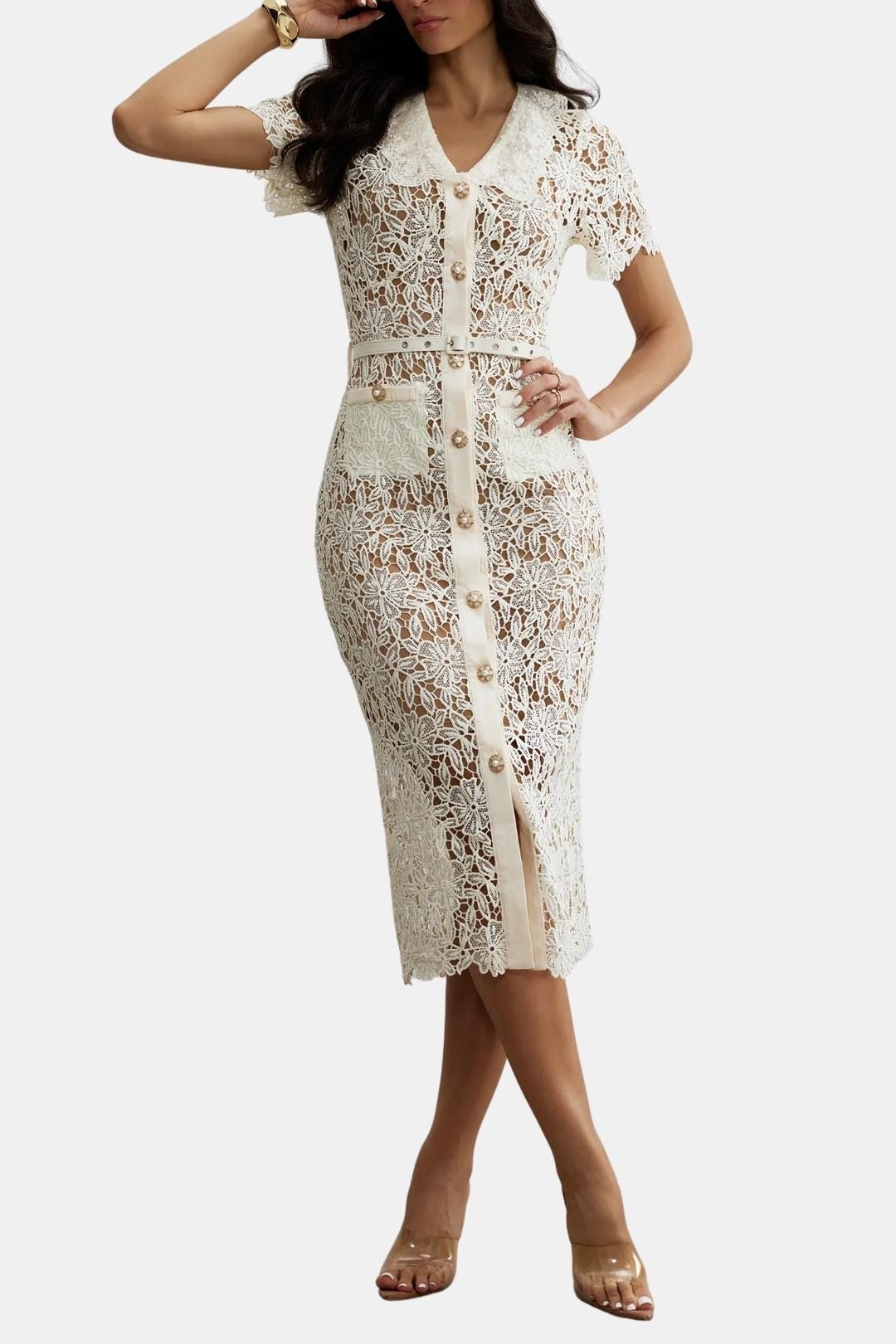 Image of Olive | Women's Lace Midi Dress