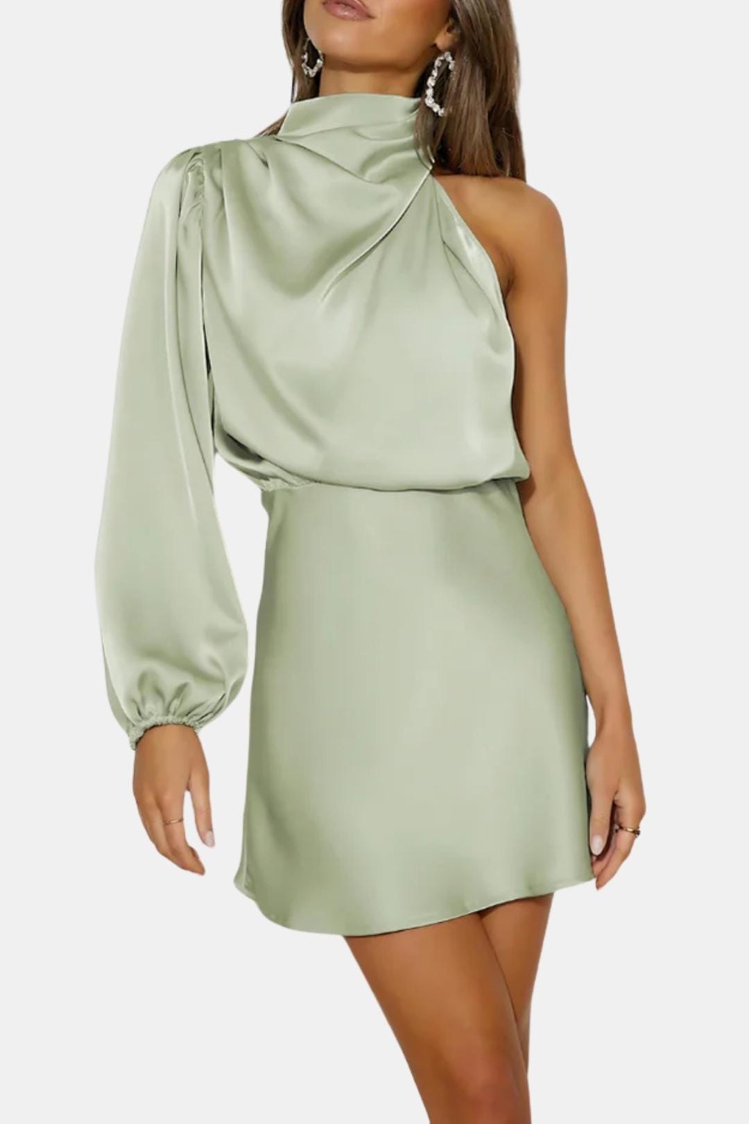 Image of Olive | Women's One Shoulder Mini Dress
