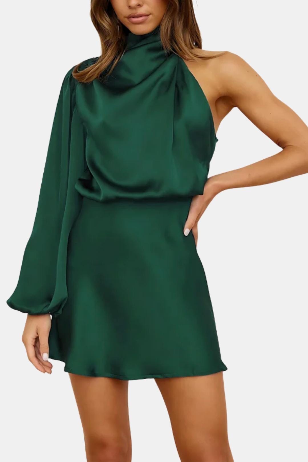 Image of Olive | Women's One Shoulder Mini Dress