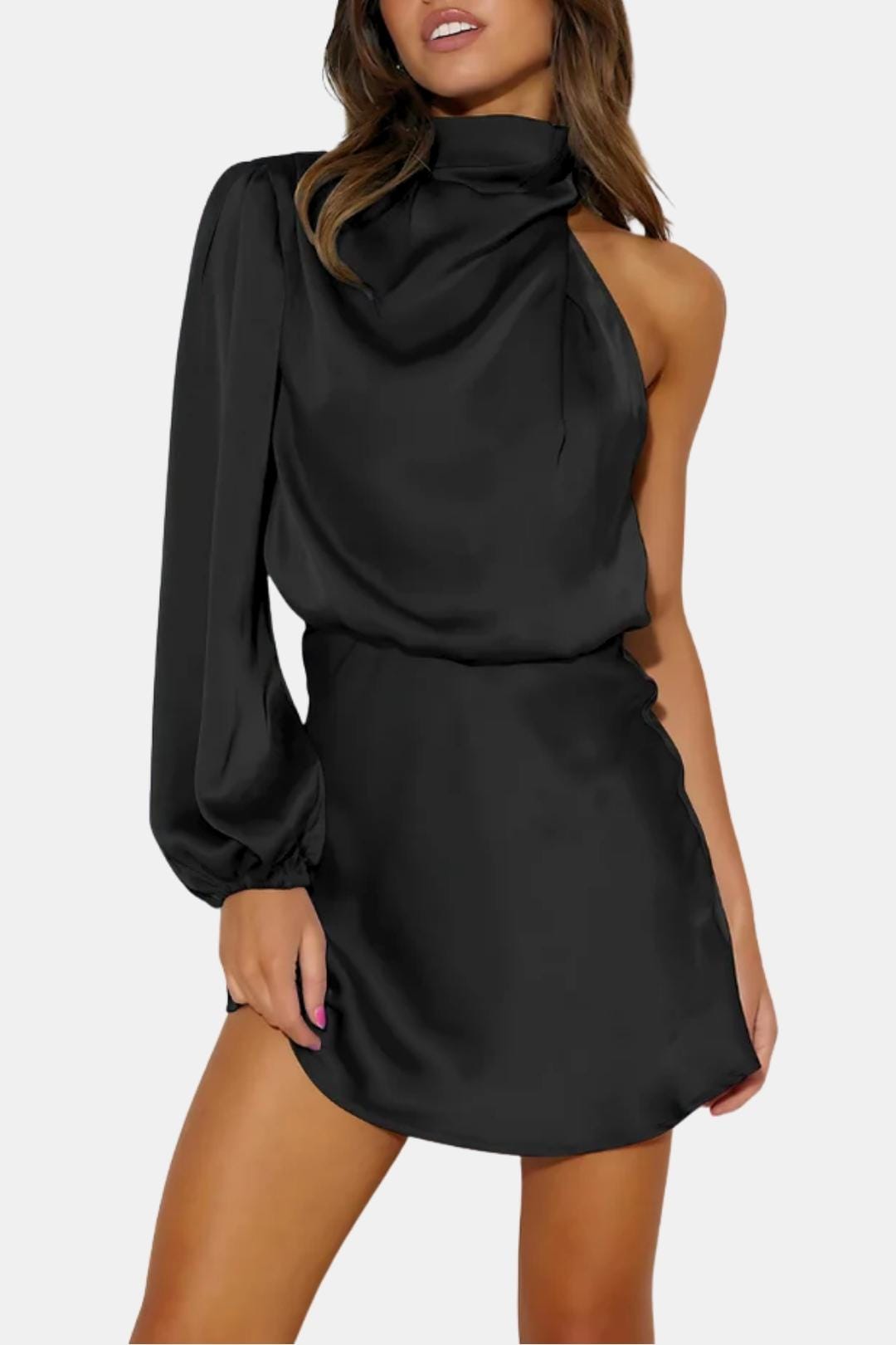 Image of Olive | Women's One Shoulder Mini Dress