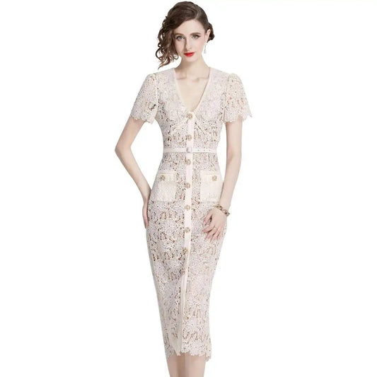 Olive | Women's Lace Midi Dress - Image 1