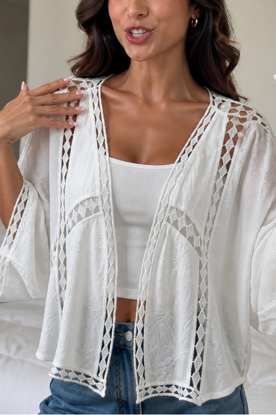 Openwork Lace Oversized Cardigan