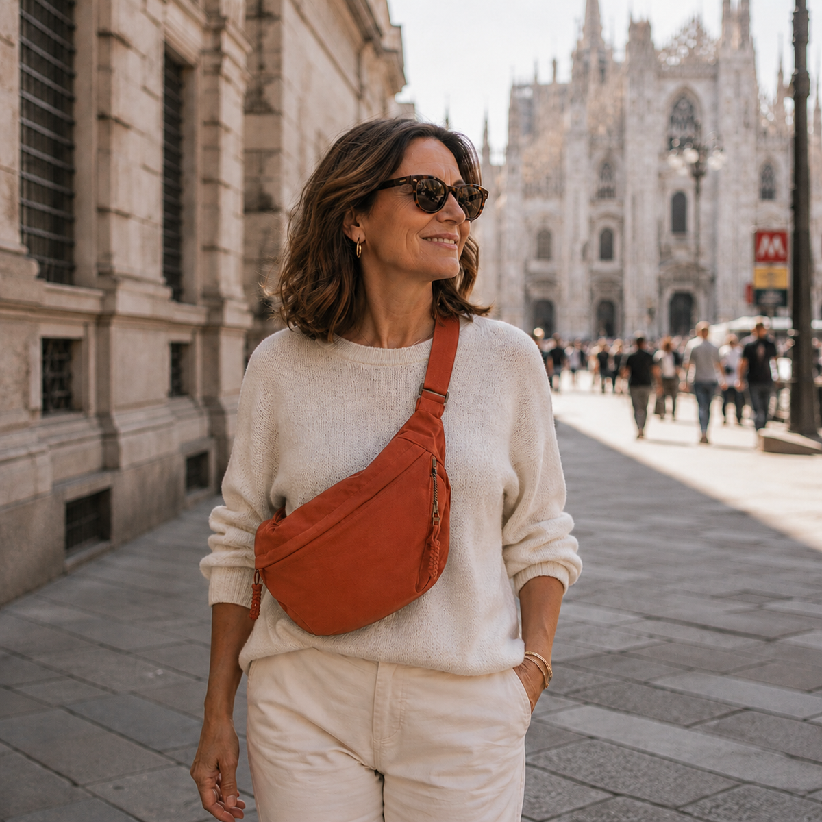 Orange Crescent Shoulder Bag