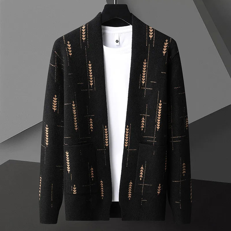 Image of Oscar | Men's Long Sleeve Open Front Cardigan