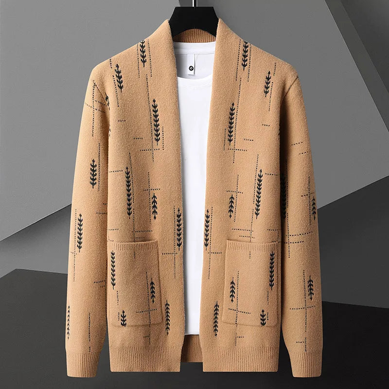 Image of Oscar | Men's Long Sleeve Open Front Cardigan