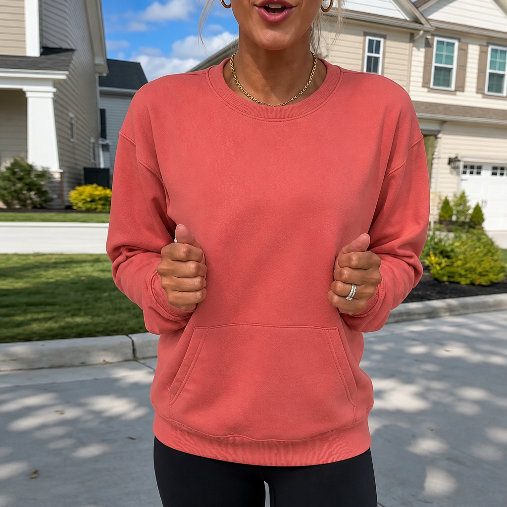 Oversized Kangaroo Pocket Crewneck Sweatshirt