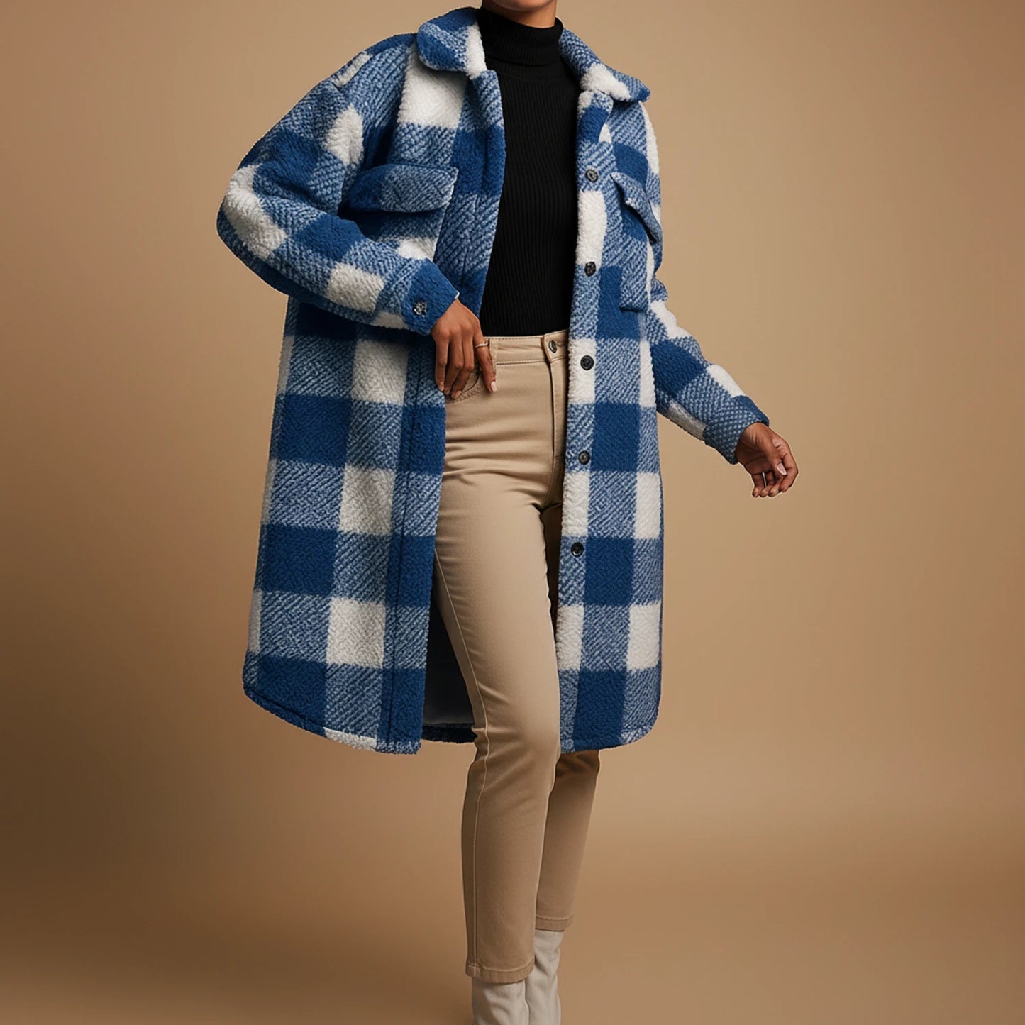 Oversized Plaid Jacket for Women
