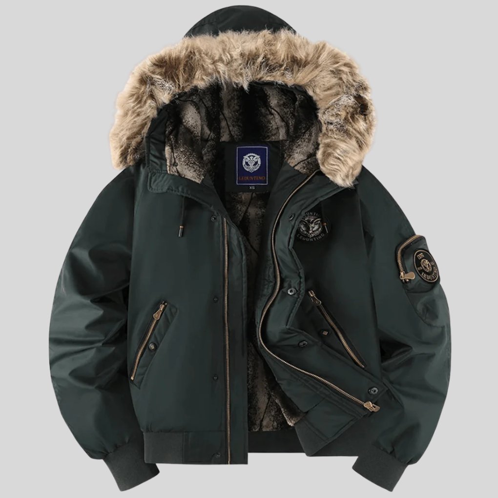 Padded Bomber Jacket with Faux Fur Hood