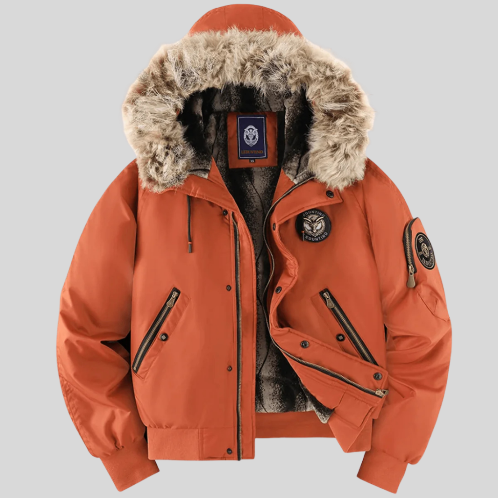 Padded Bomber Jacket with Faux Fur Hood