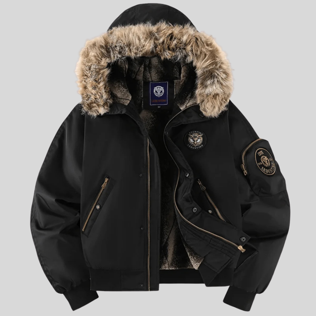Padded Bomber Jacket with Faux Fur Hood