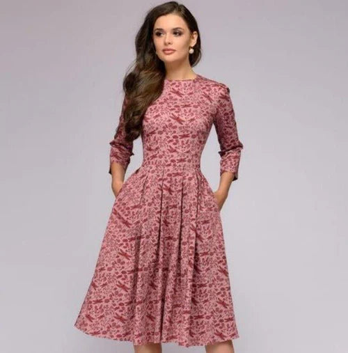 Image of Patricia | Women's Dress with Pockets A-Line Midi Dress