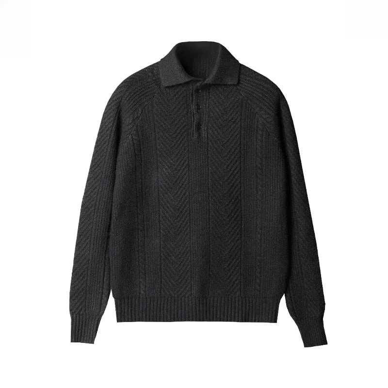 Image of Paul | Men's Long Sleeve Textured Zip Polo Shirt