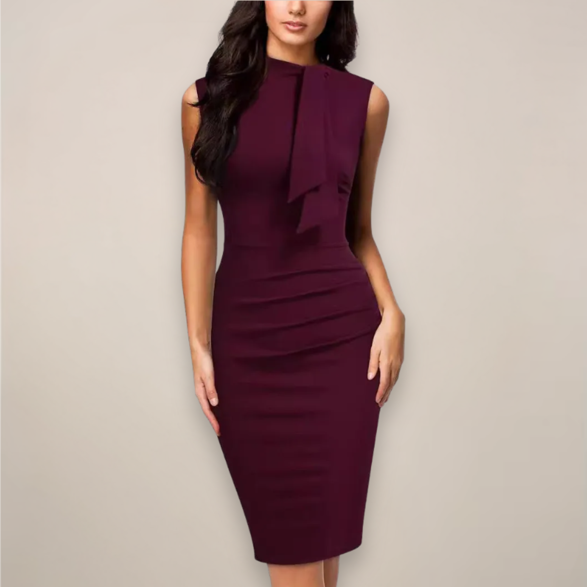 Image of Peggy | Women's Sleeveless Fitted Midi Dress