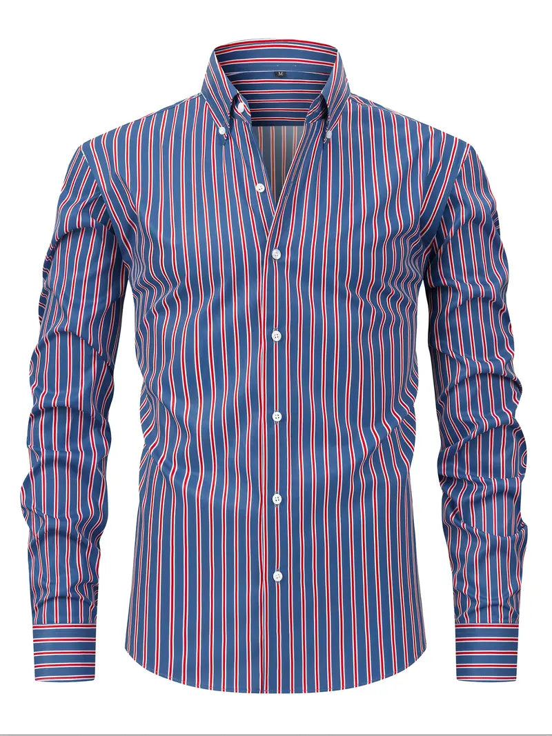 Image of Percy | Men's Striped Button-Down Shirt