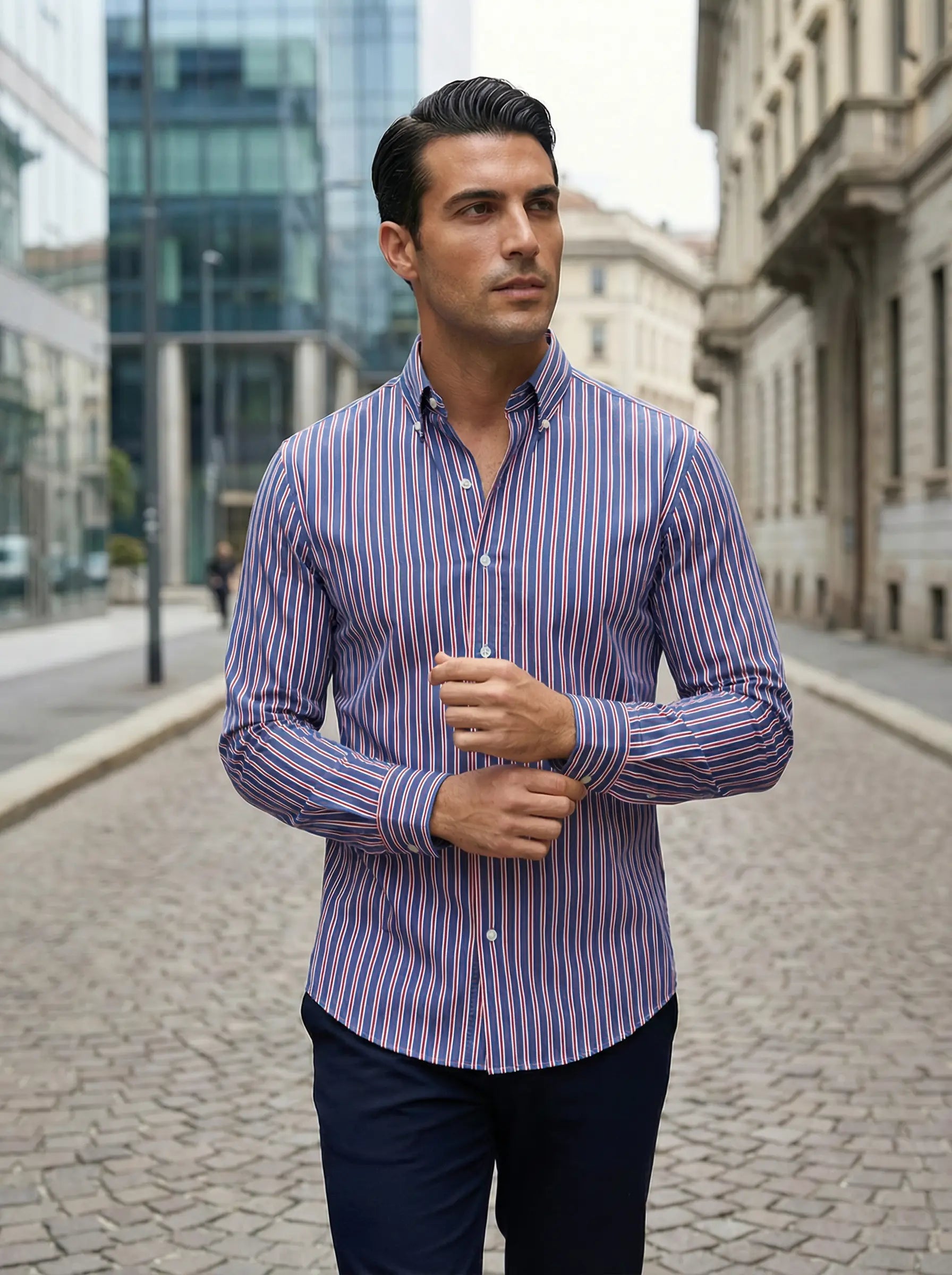 Image of Percy | Men's Striped Button-Down Shirt