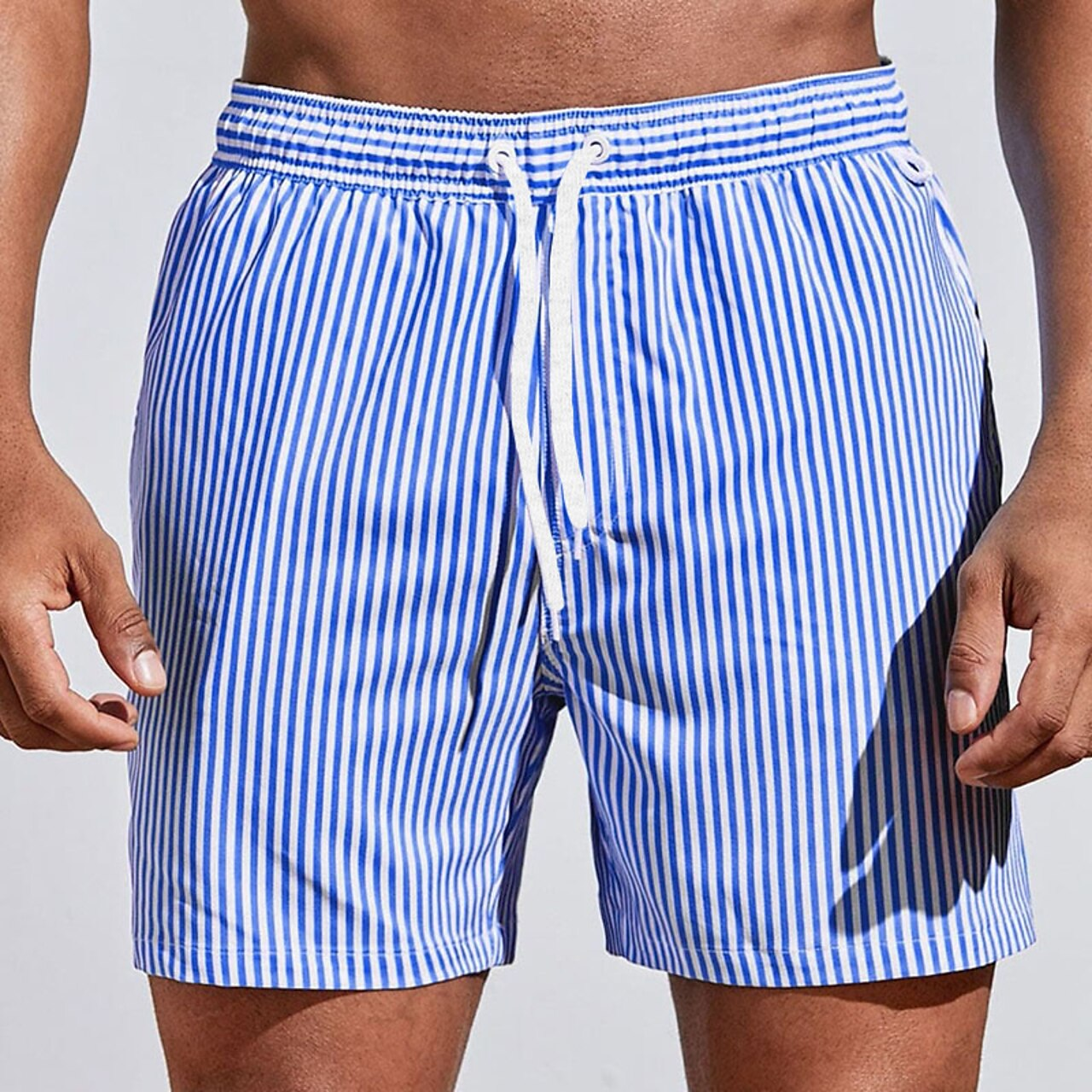 Image of Percy | Men's Striped Drawstring Swim Trunks