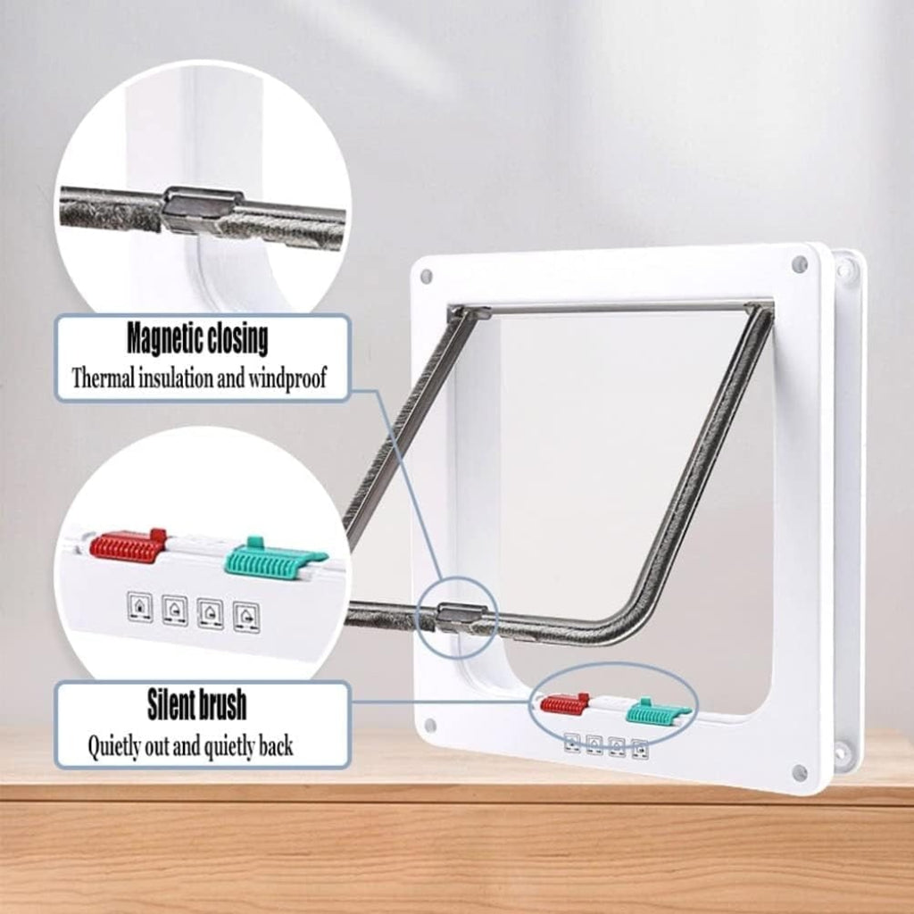 Pet Door for Cats and Dogs with 4-Way Locking System