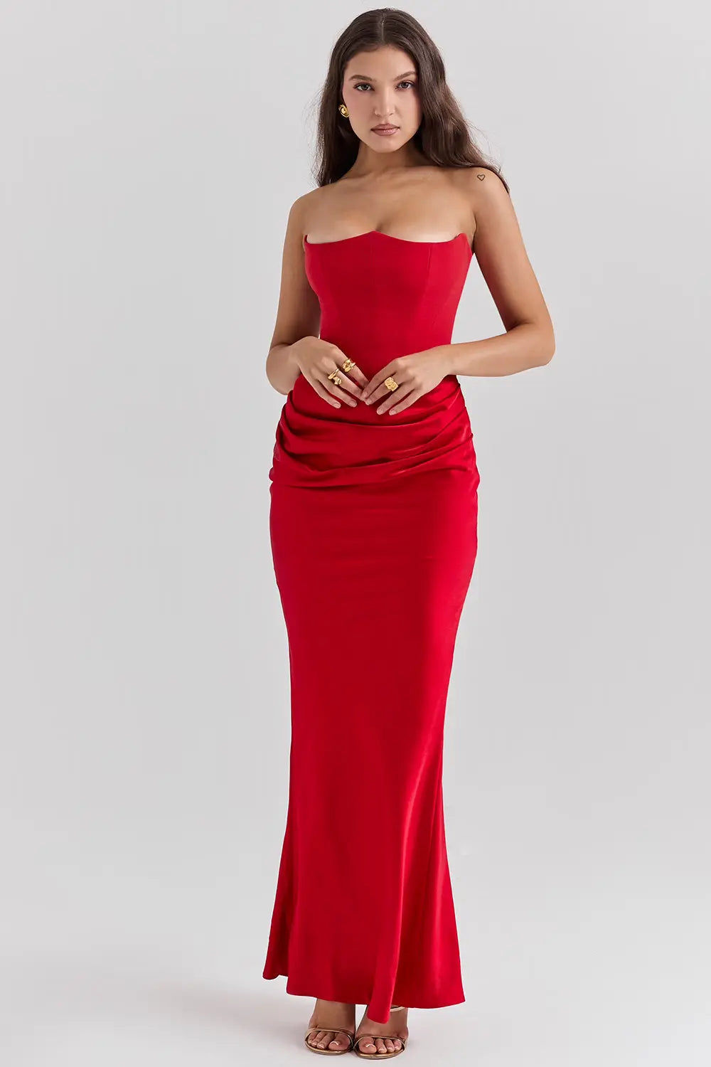 Image of Piper | Women's Strapless Bodycon Midi Dress