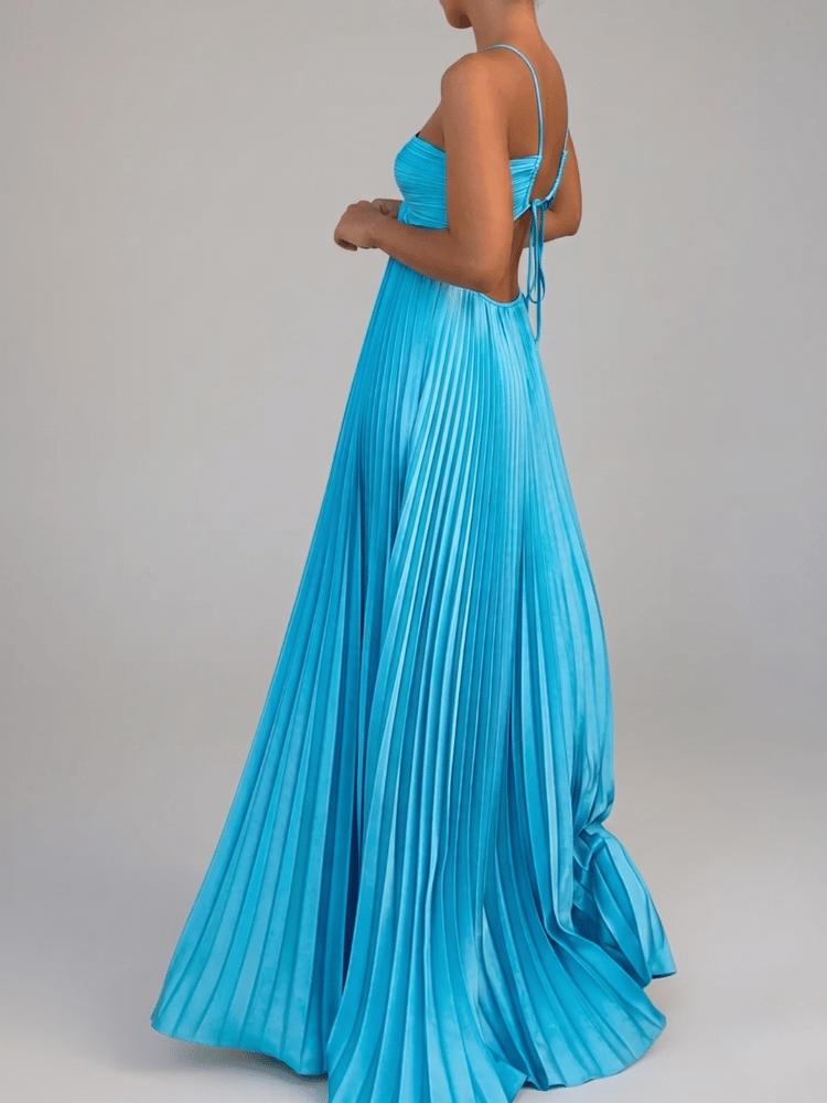 Pleated A-Line Maxi Dress for Women - Image 2