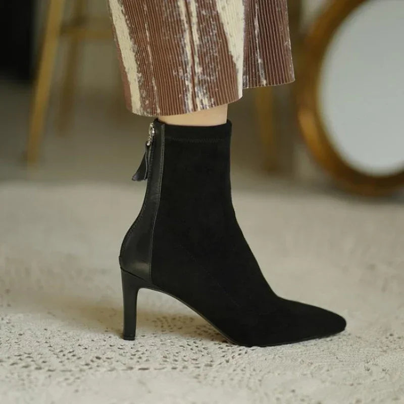 Pointed Toe Suede Style Ankle Boots for Women - Image 2
