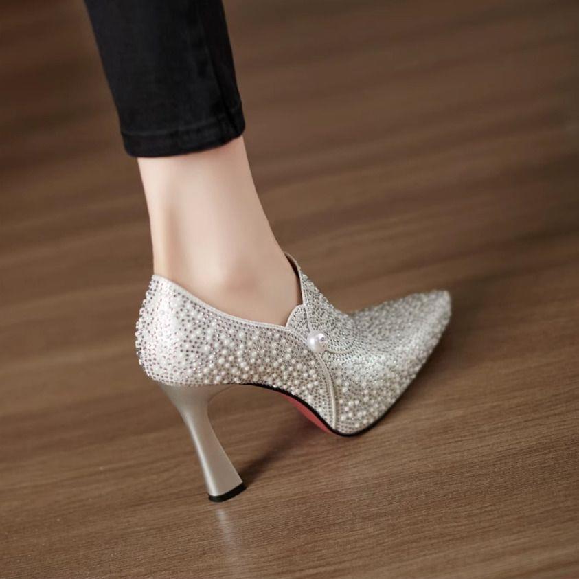 Image of Polly | Women's Embellished Pointed Toe Stiletto Heels