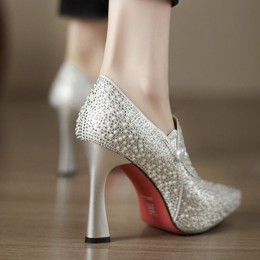 Image of Polly | Women's Embellished Pointed Toe Stiletto Heels