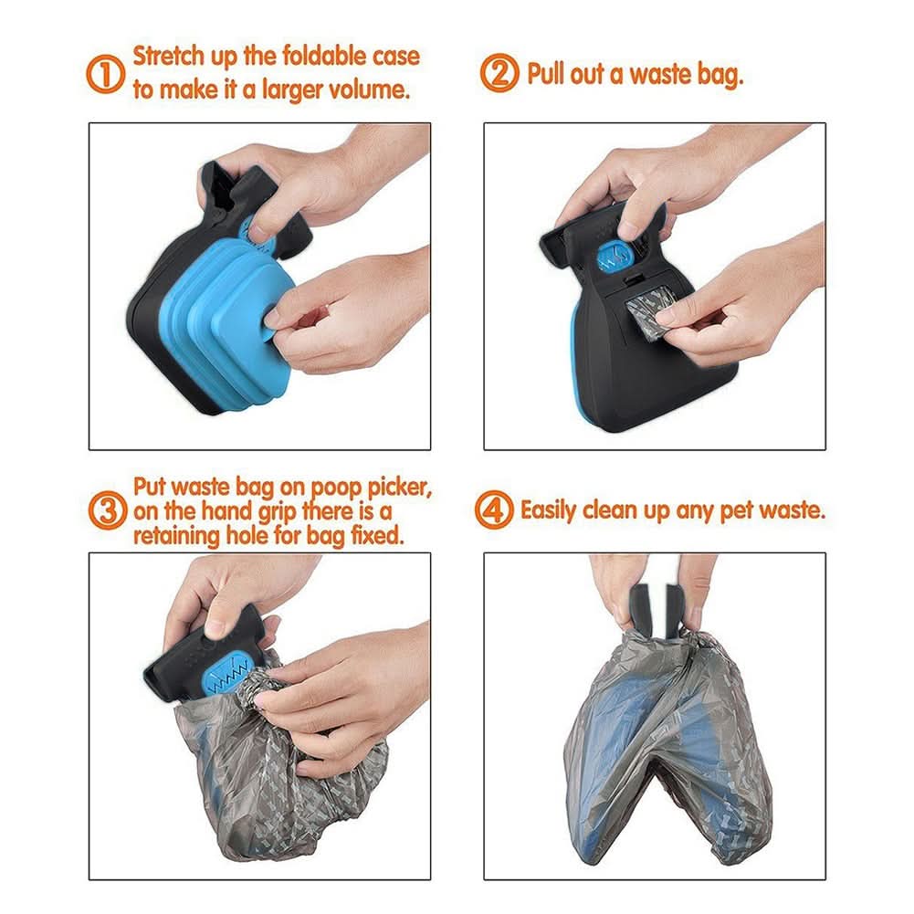 Portable Dog Poop Scooper with Clip & One-Handed Operation