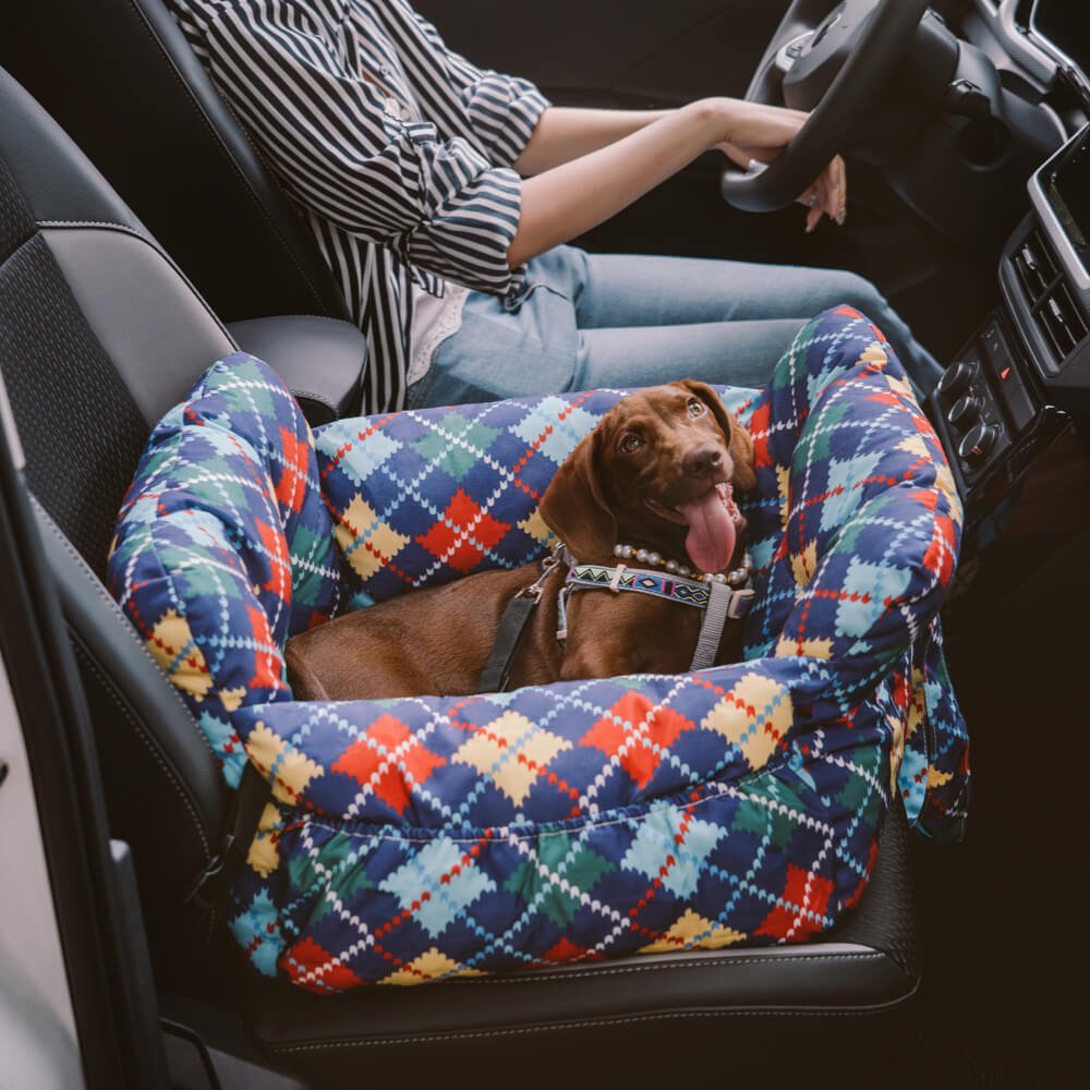 Portable Pet Booster Dog Car Seat Bed with Safety Harness