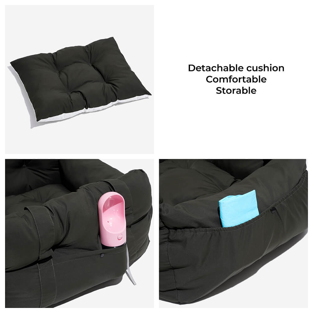 Portable Pet Booster Dog Car Seat Bed with Safety Harness
