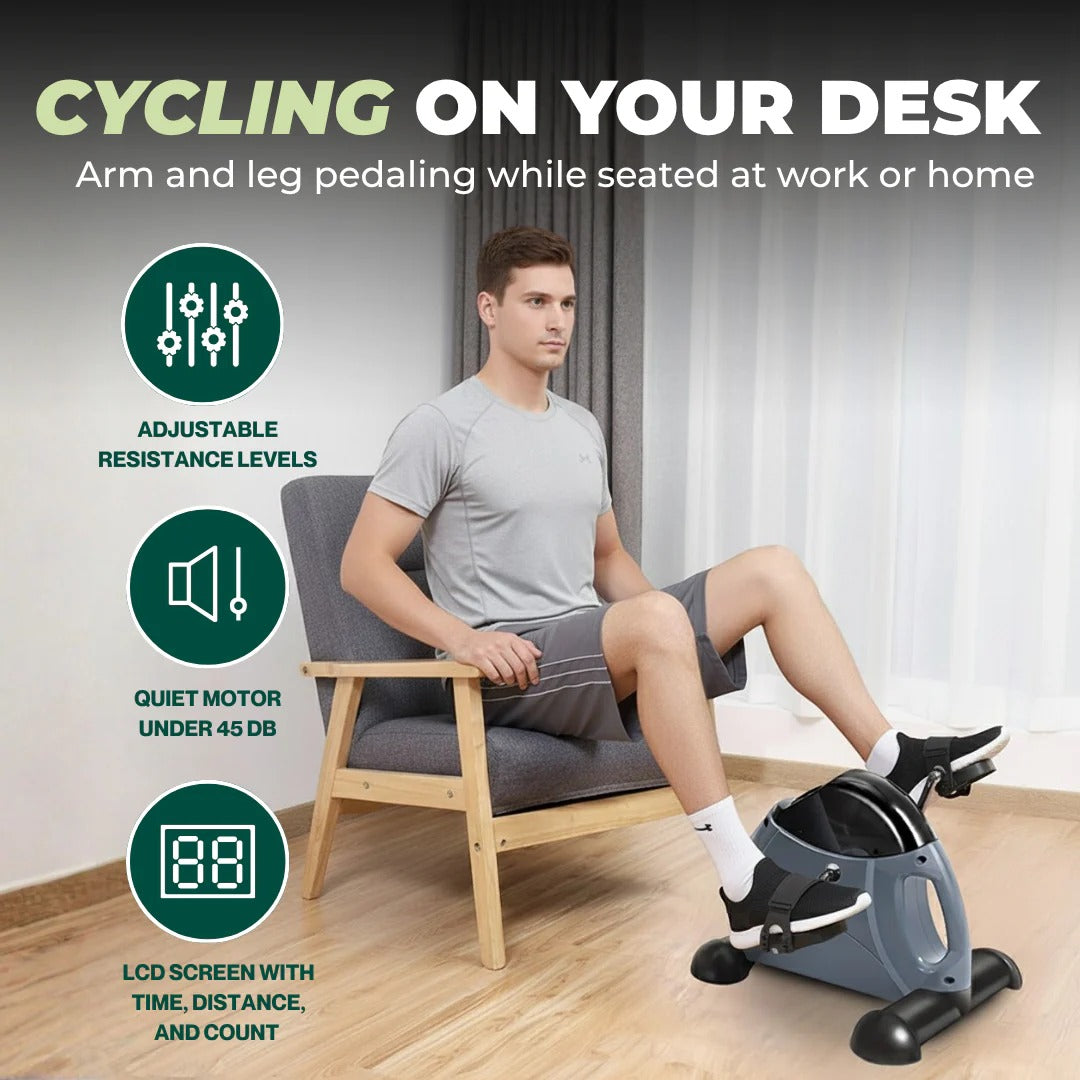 Portable Under-Desk Exercise Bike Pedal Exerciser with Adjustable Resistance and LCD Display