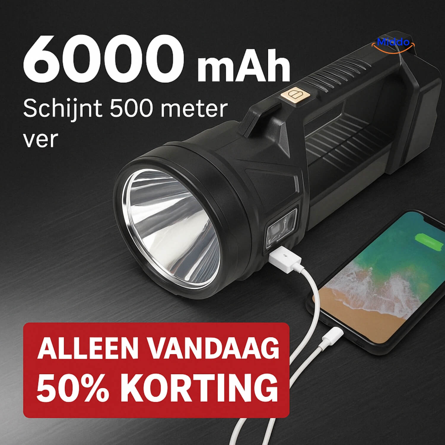 PowerBeam™ Superlamp | Ultra Bright • 6000mAh • 500m Range