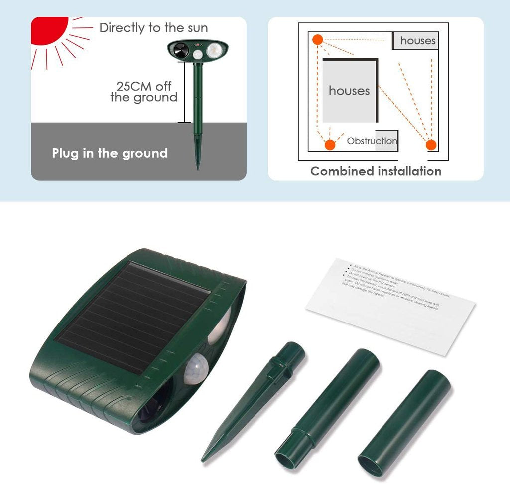Powered Ultrasonic Rabbit Repeller with Flashing Light